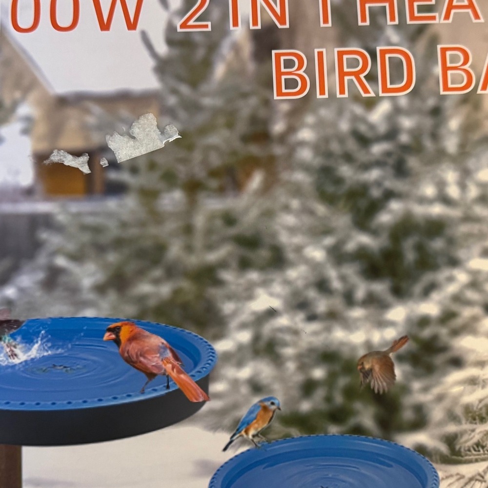 KETEN Heated Birdbath All Seasons Garden Water Basin Blue Orange